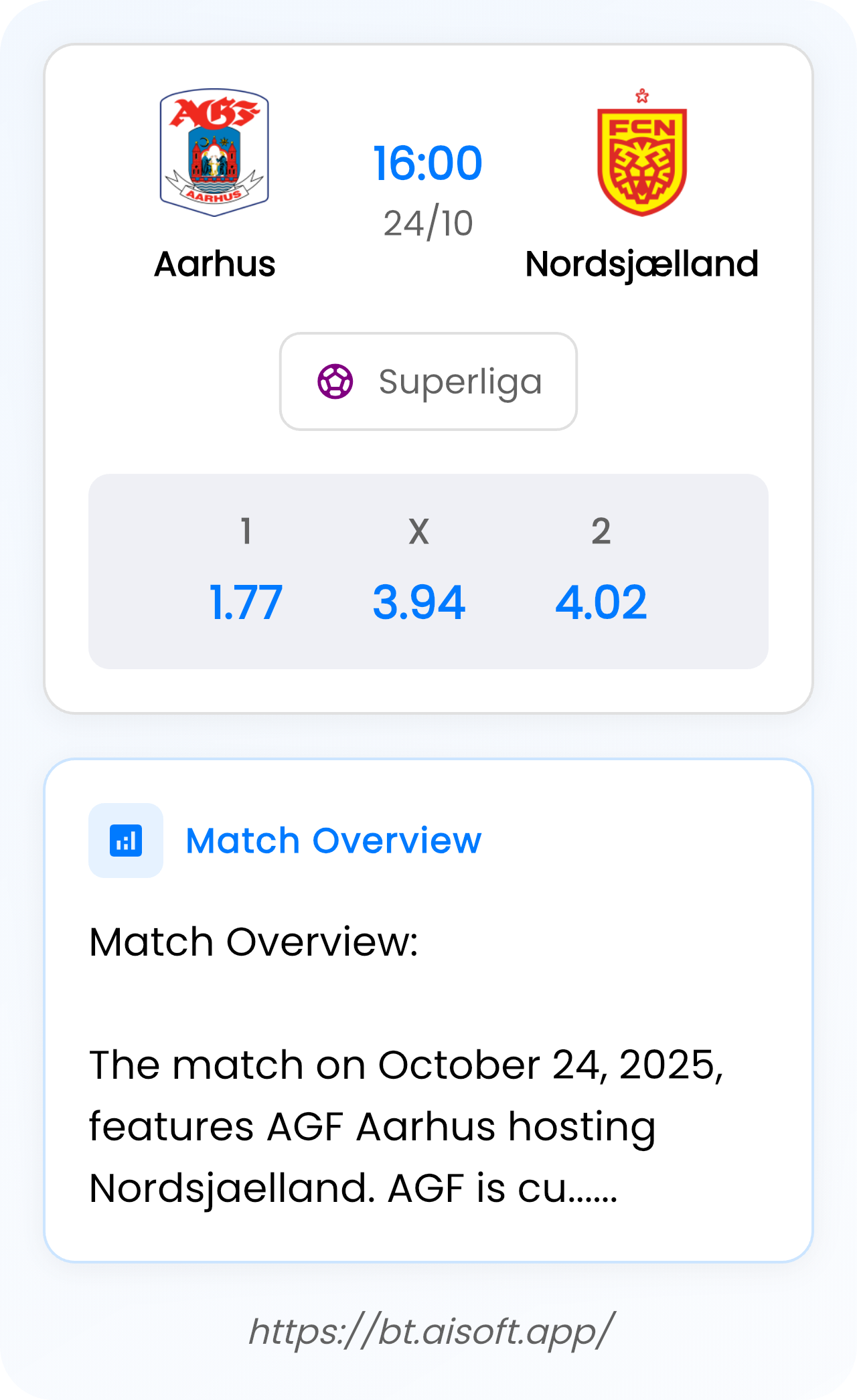AI Match Prediction: Aarhus vs Nordsjælland • Superliga • 16:00 / 24 October