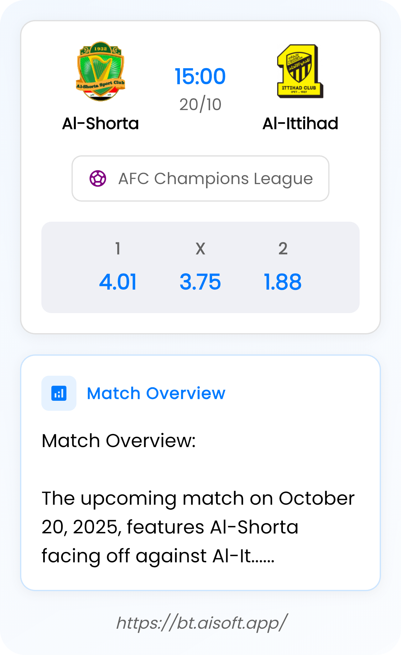 AI Match Prediction: Al-Shorta vs Al-Ittihad • AFC Champions League • 15:00 / 20 October