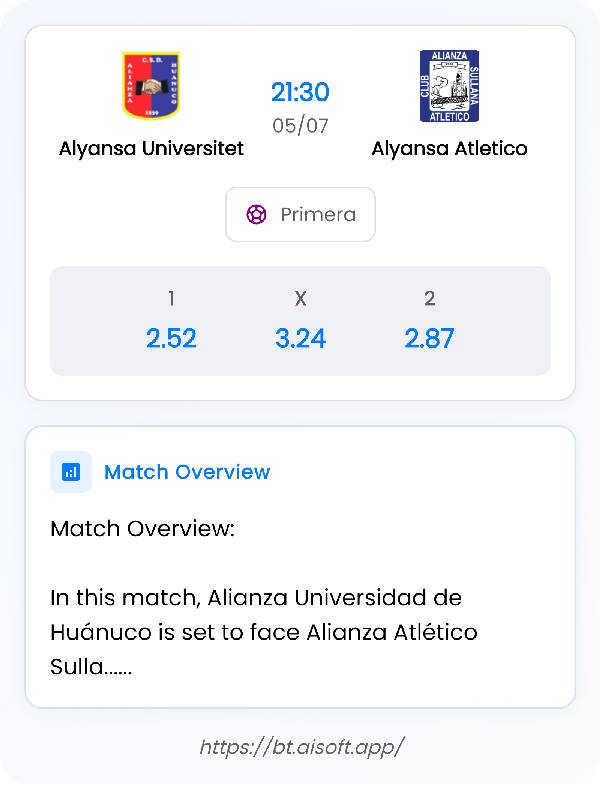 AI Match Prediction: Alyansa Universitet vs Alyansa Atletico • Primera • 21:30 / 05 July