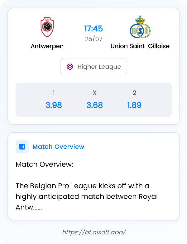 AI Match Prediction: Antwerpen vs Union Saint-Gilloise • Higher League • 17:45 / 25 July