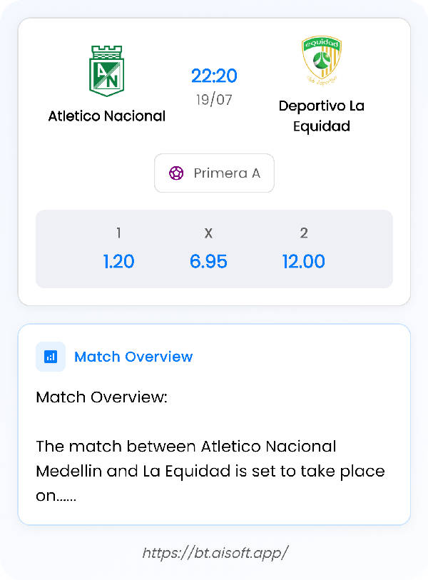 AI Match Prediction: Atletico Nacional vs Deportivo La Equidad • Primera A • 22:20 / 19 July