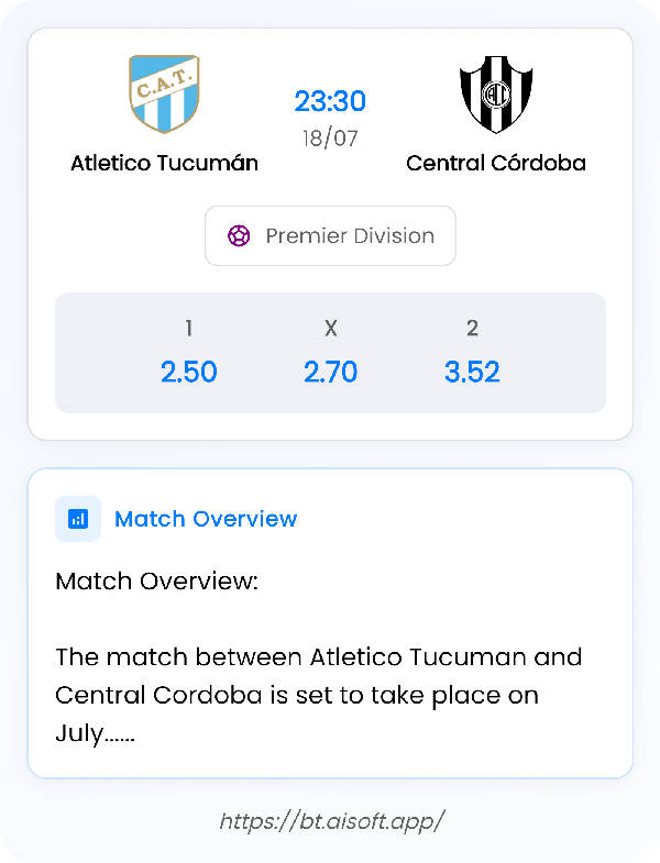 AI Match Prediction: Atletico Tucumán vs Central Córdoba • Premier Division • 23:30 / 18 July