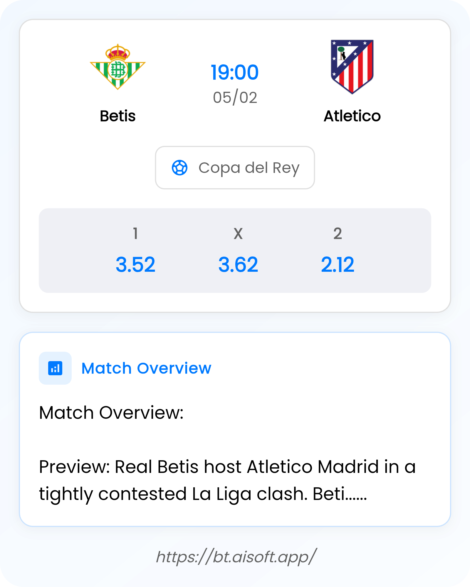AI Match Prediction: Betis vs Atletico • Copa del Rey • 19:00 / 05 February