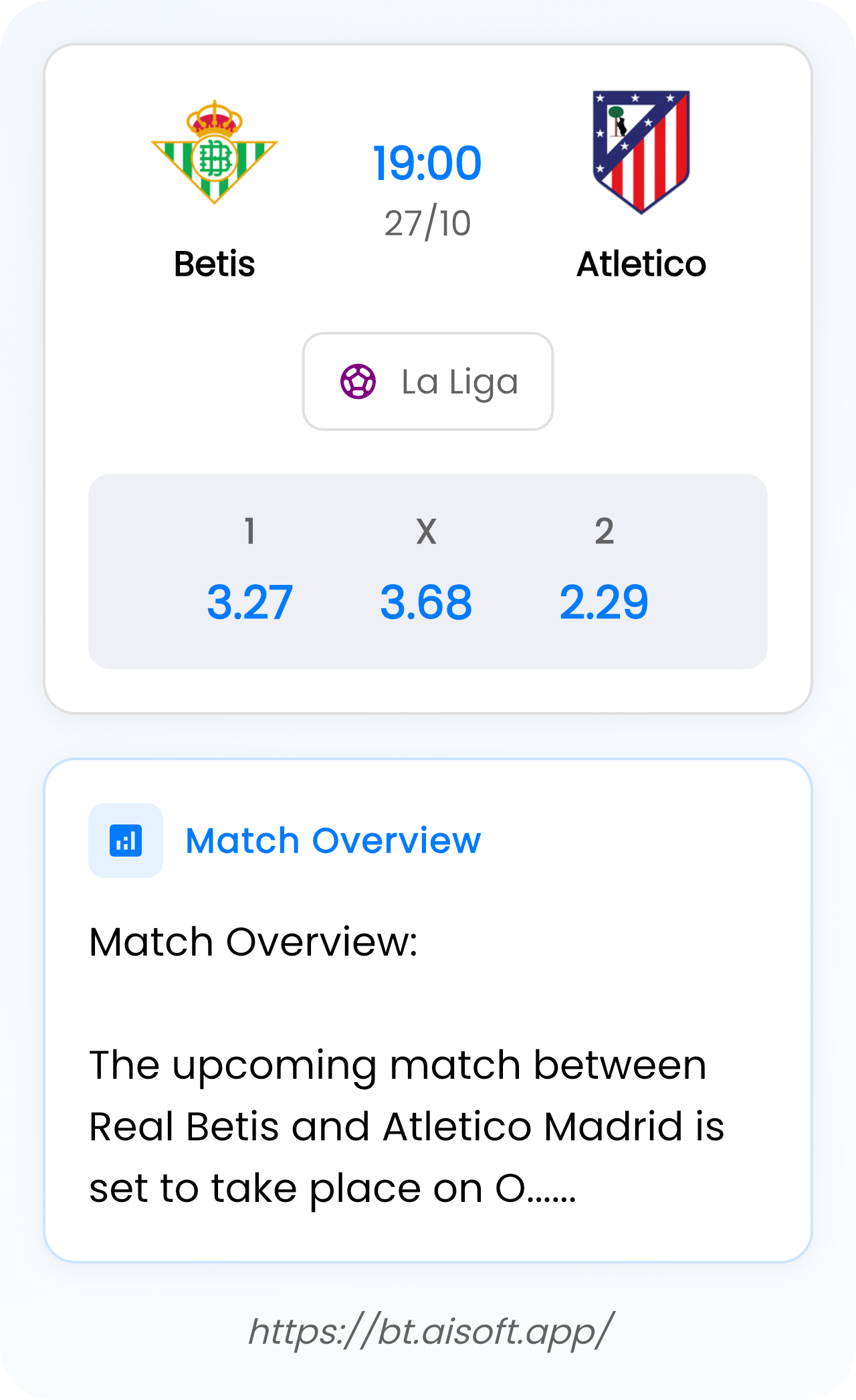 AI Match Prediction: Betis vs Atletico • La Liga • 19:00 / 27 October