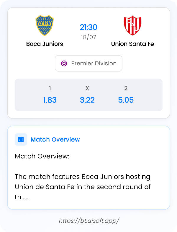 AI Match Prediction: Boca Juniors vs Union Santa Fe • Premier Division • 21:30 / 18 July