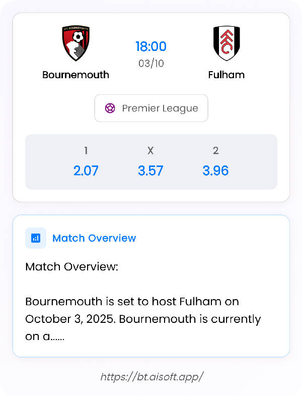 AI Match Prediction: Bournemouth vs Fulham • Premier League • 18:00 / 03 October