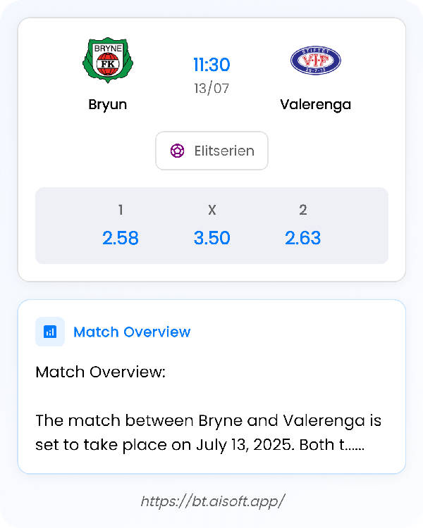 AI Match Prediction: Bryun vs Valerenga • Elitserien • 11:30 / 13 July