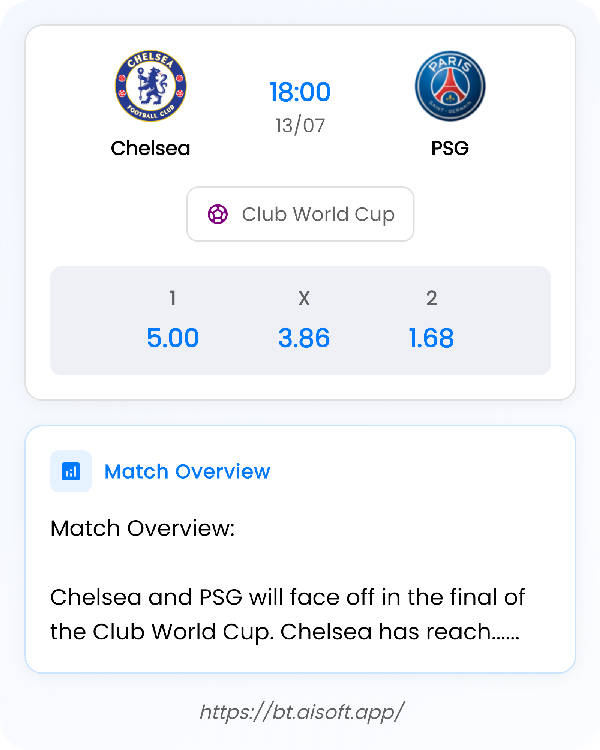 AI Match Prediction: Chelsea vs PSG • Club World Cup • 18:00 / 13 July