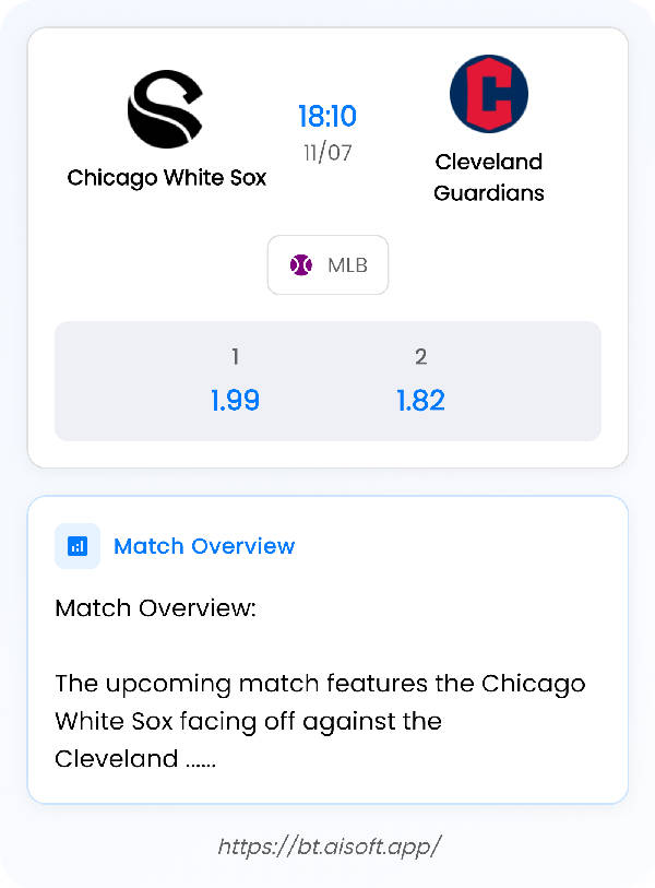 AI Match Prediction: Chicago White Sox vs Cleveland Guardians • MLB • 18:10 / 11 July