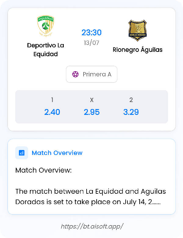 AI Match Prediction: Deportivo La Equidad vs Rionegro Águilas • Primera A • 23:30 / 13 July