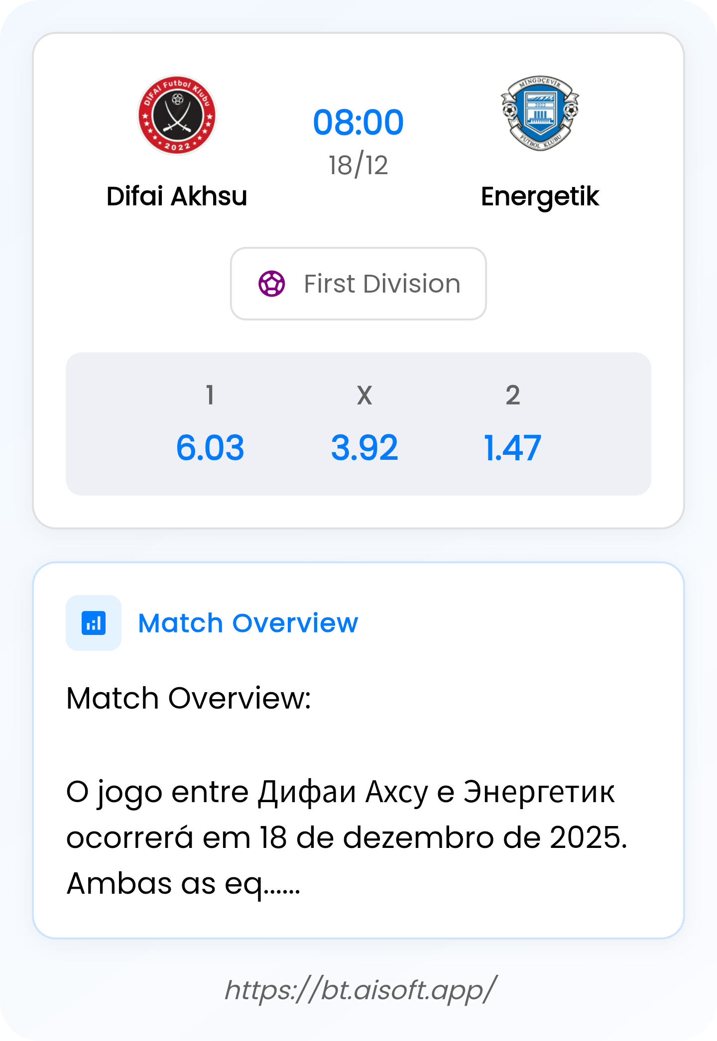 AI Match Prediction: Difai Akhsu vs Energetik • First Division • 08:00 / 18 December