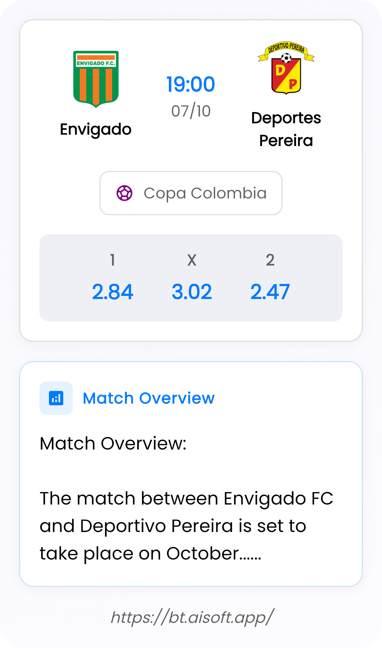 AI Match Prediction: Envigado vs Deportes Pereira • Copa Colombia • 19:00 / 07 October