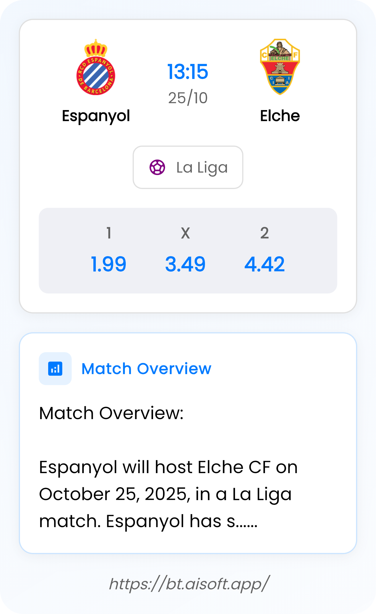 AI Match Prediction: Espanyol vs Elche • La Liga • 13:15 / 25 October