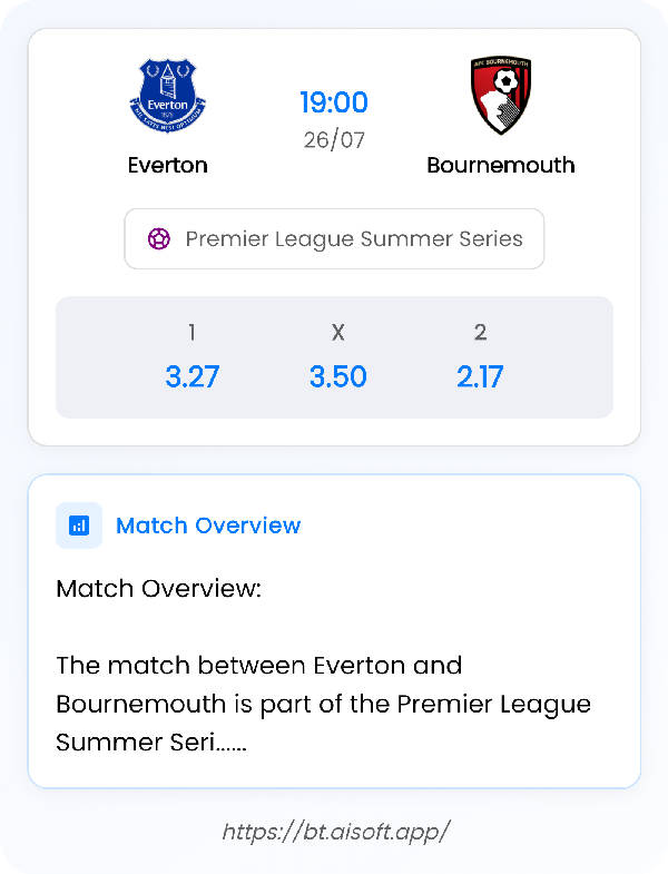 AI Match Prediction: Everton vs Bournemouth • Premier League Summer Series • 19:00 / 26 July
