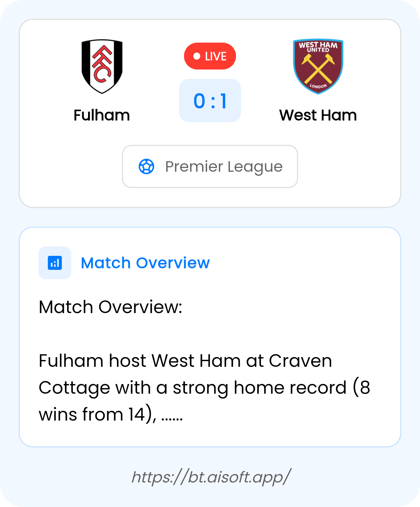 AI Match Prediction: Fulham vs West Ham • Premier League • 18:30 / 04 March