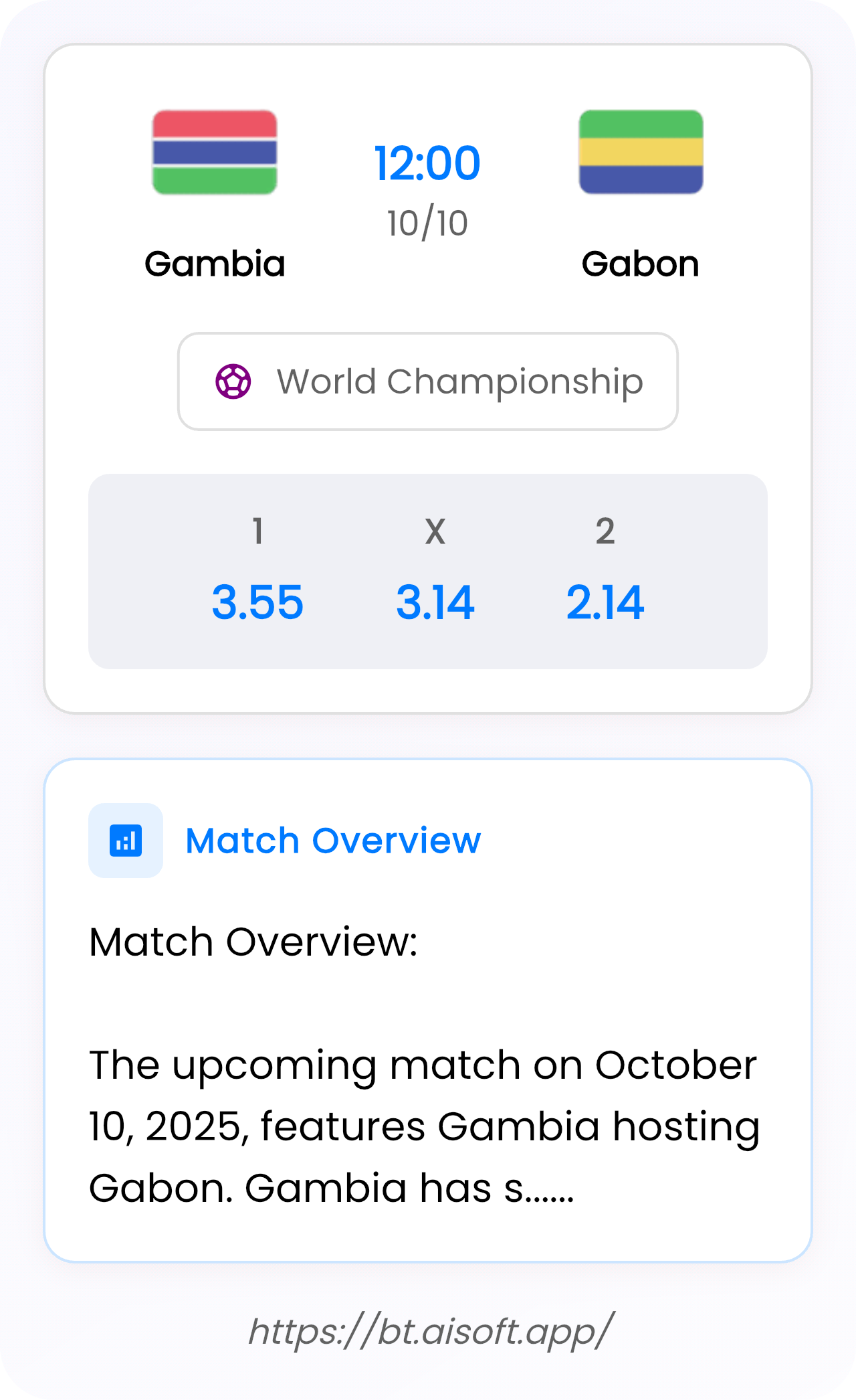 AI Match Prediction: Gambia vs Gabon • World Championship • 12:00 / 10 October