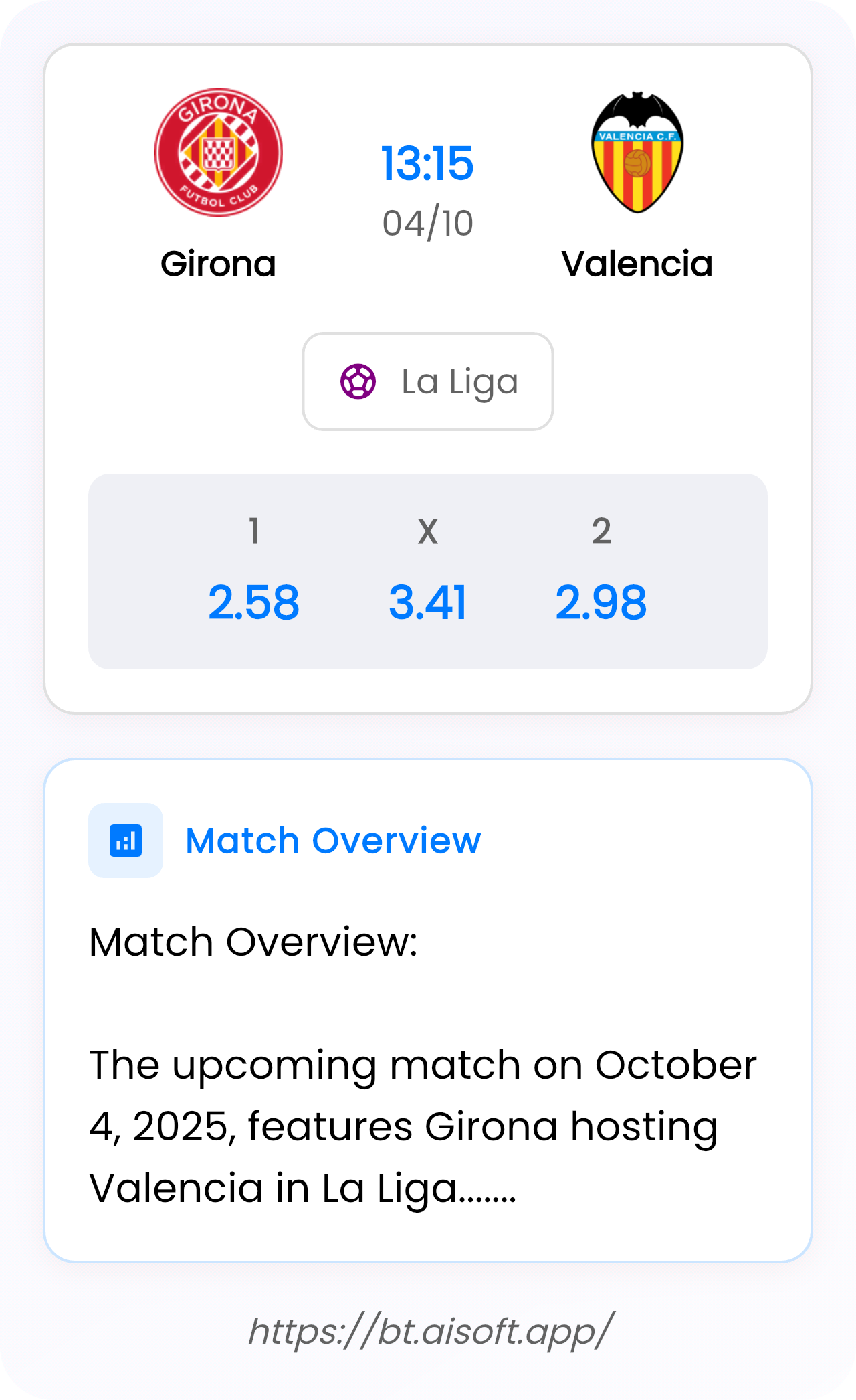 AI Match Prediction: Girona vs Valencia • La Liga • 13:15 / 04 October