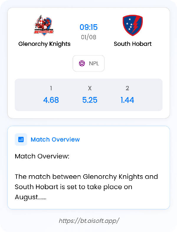 AI Match Prediction: Glenorchy Knights vs South Hobart • NPL • 09:15 / 01 August