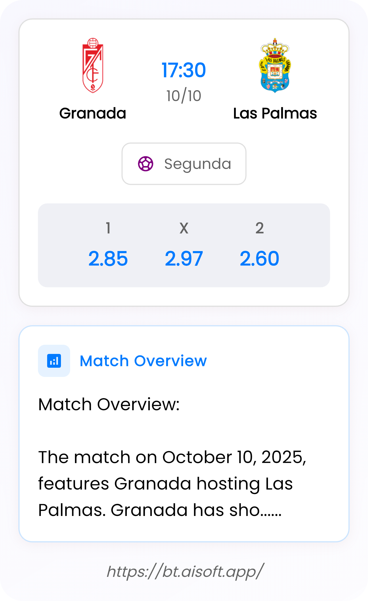 AI Match Prediction: Granada vs Las Palmas • Segunda • 17:30 / 10 October