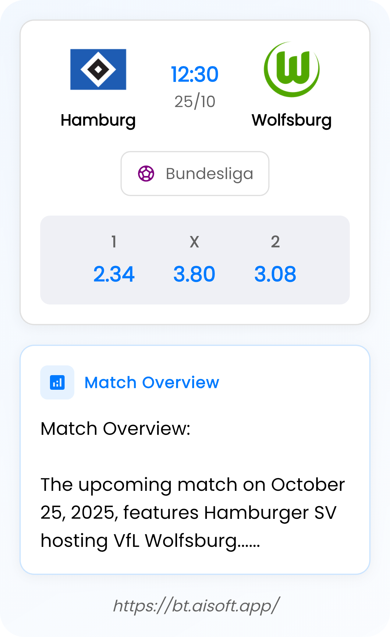AI Match Prediction: Hamburg vs Wolfsburg • Bundesliga • 12:30 / 25 October