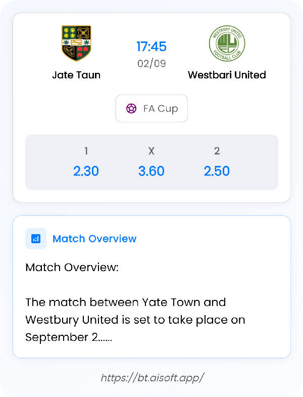 AI Match Prediction: Jate Taun vs Westbari United • FA Cup • 17:45 / 02 September