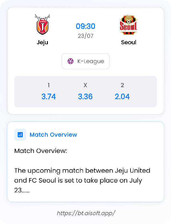 AI Match Prediction: Jeju vs Seoul • K-League • 09:30 / 23 July