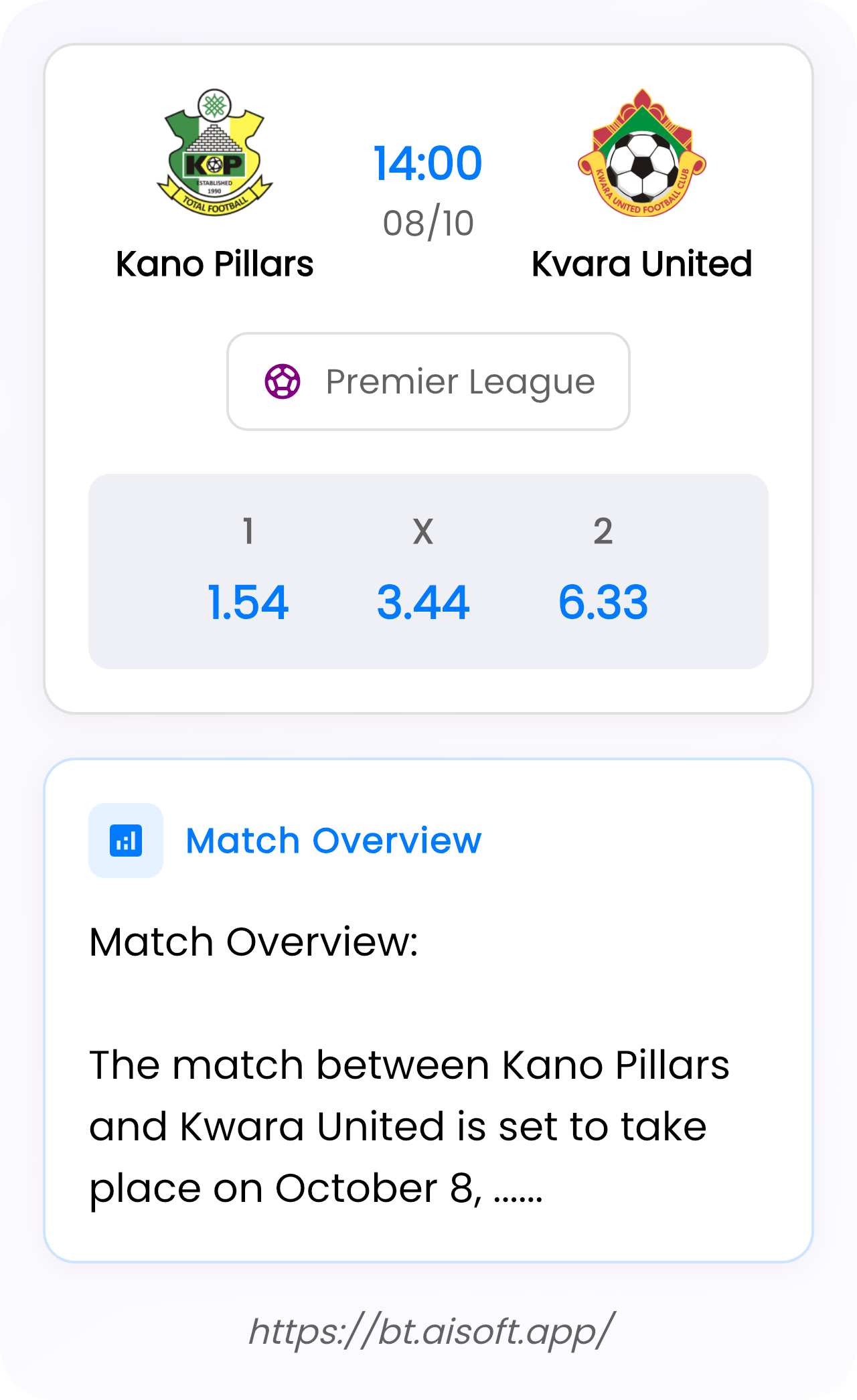 AI Match Prediction: Kano Pillars vs Kvara United • Premier League • 14:00 / 08 October
