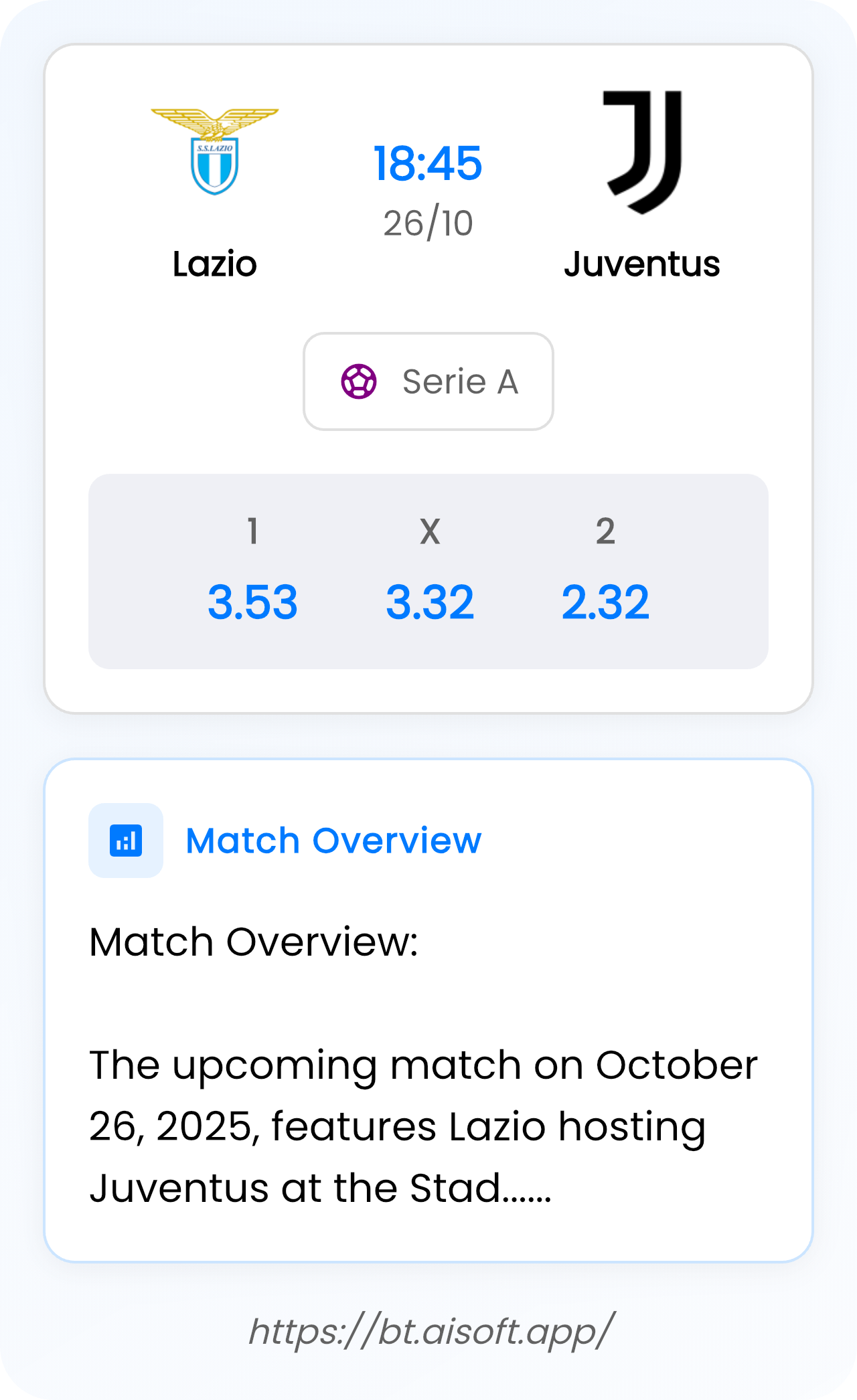 AI Match Prediction: Lazio vs Juventus • Serie A • 18:45 / 26 October