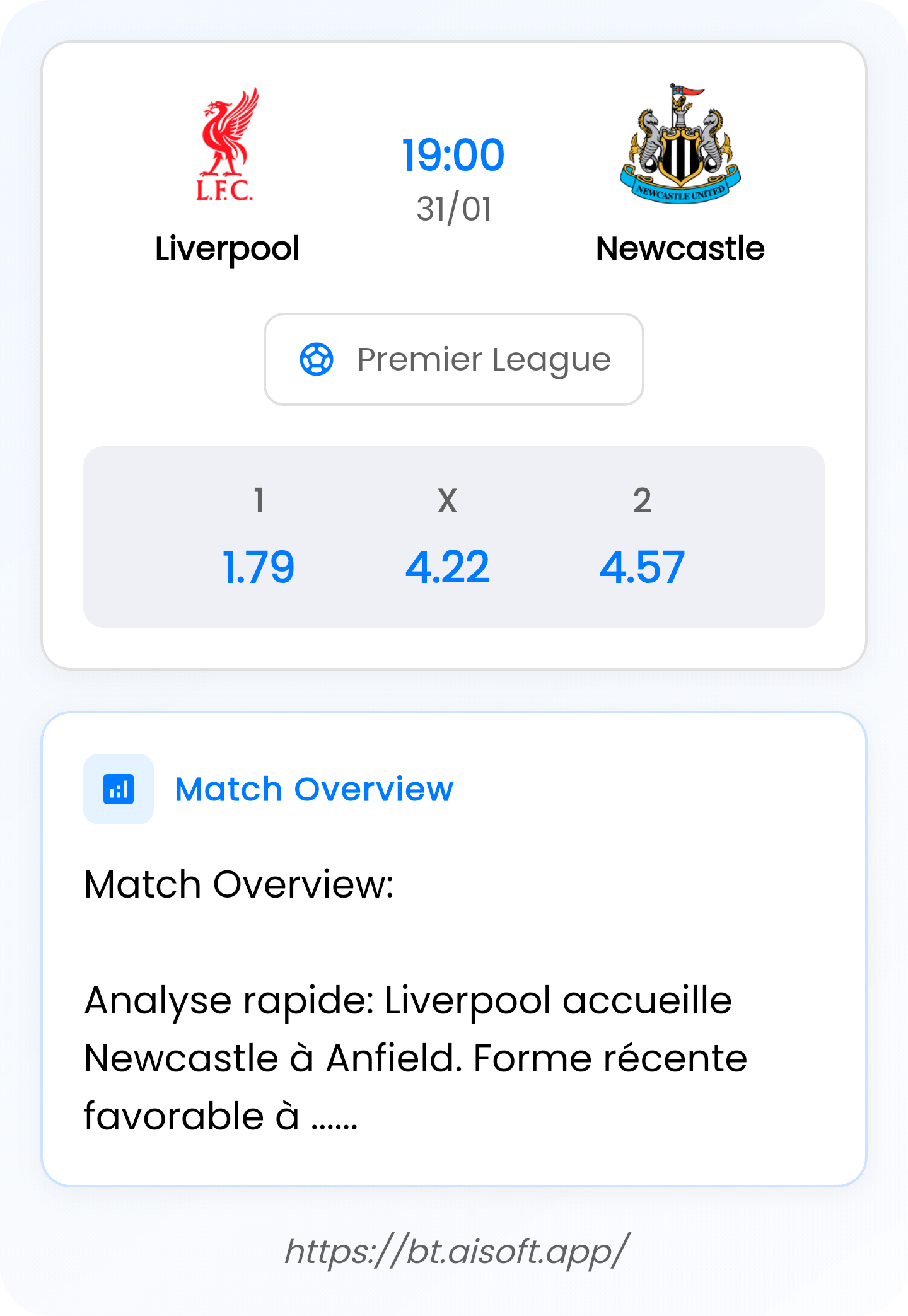 AI Match Prediction: Liverpool vs Newcastle • Premier League • 19:00 / 31 January