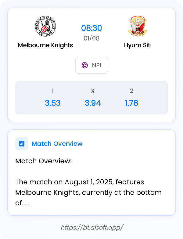 AI Match Prediction: Melbourne Knights vs Hyum Siti • NPL • 08:30 / 01 August
