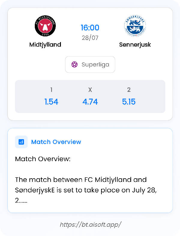 AI Match Prediction: Midtjylland vs Sennerjusk • Superliga • 16:00 / 28 July