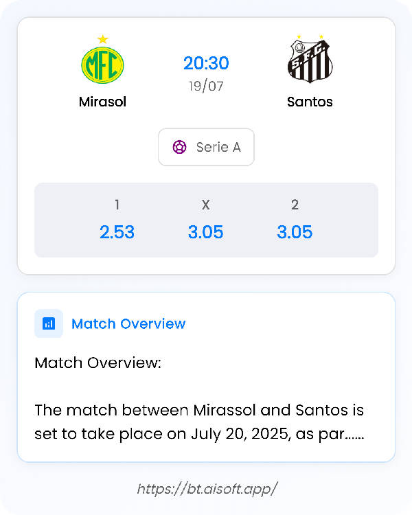 AI Match Prediction: Mirasol vs Santos • Serie A • 20:30 / 19 July