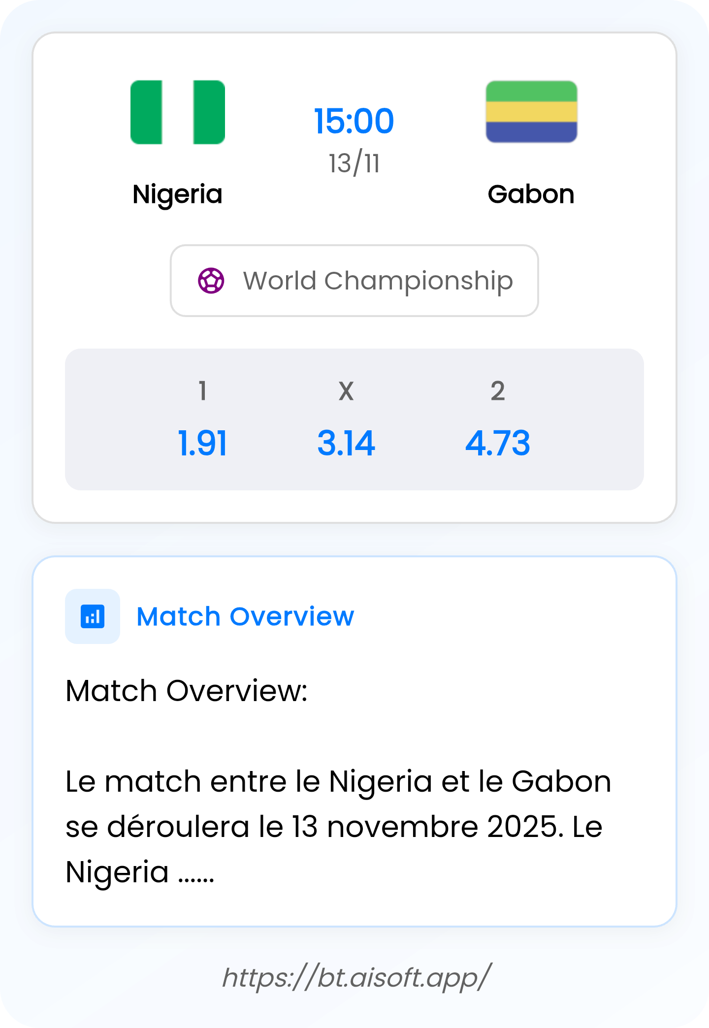 AI Match Prediction: Nigeria vs Gabon • World Championship • 15:00 / 13 November
