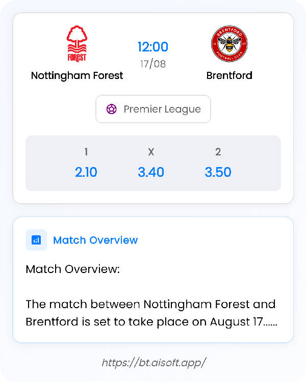 AI Match Prediction: Nottingham Forest vs Brentford • Premier League • 12:00 / 17 August