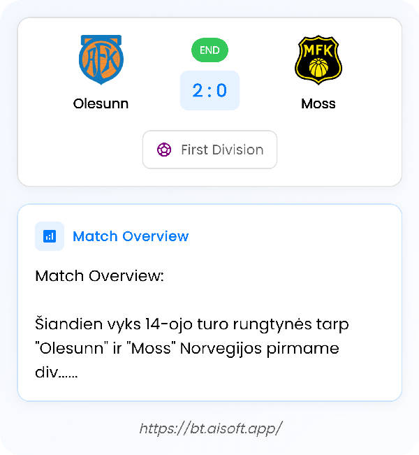 AI Match Prediction: Olesunn vs Moss • First Division • 11:00 / 26 July