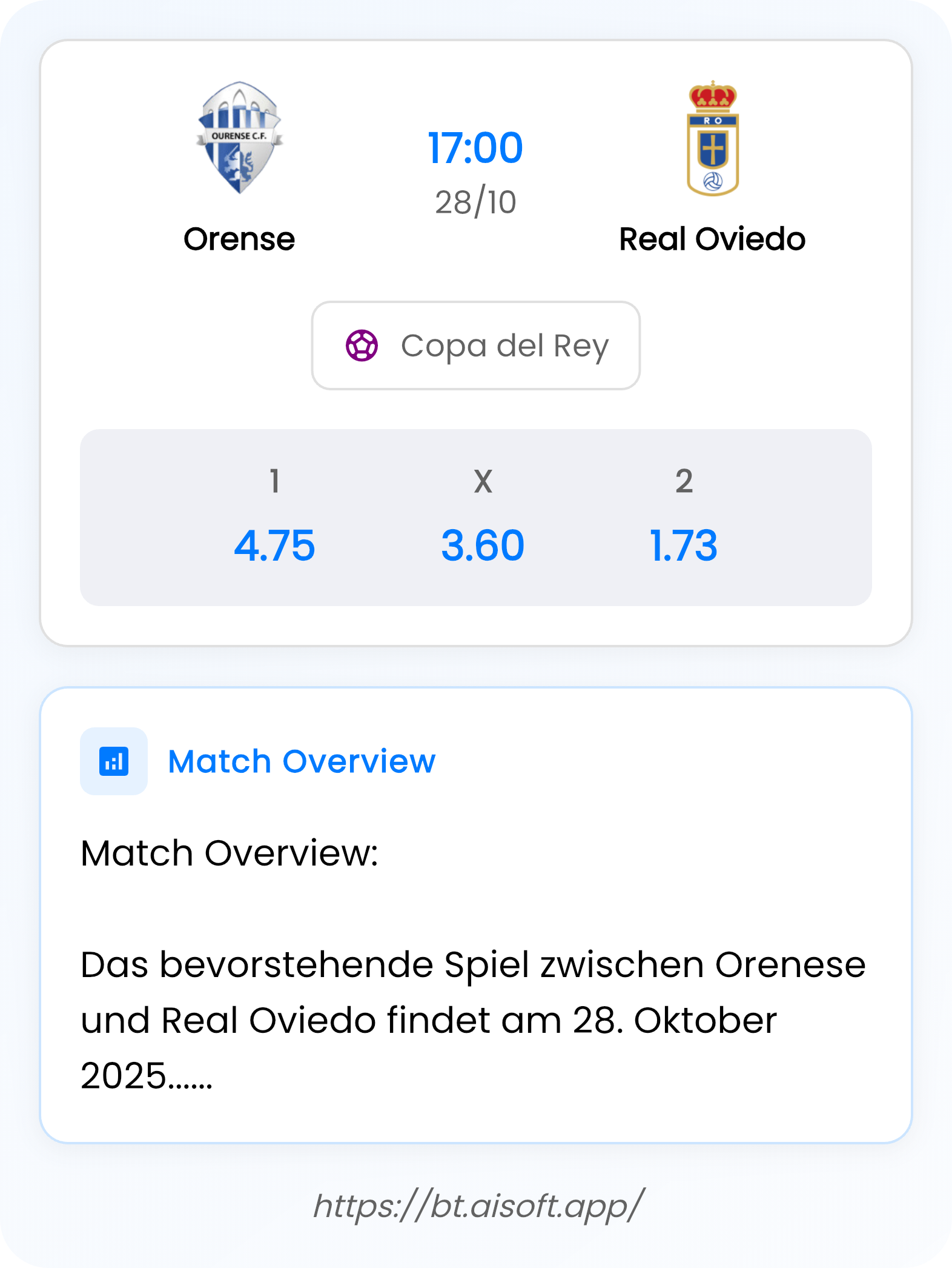 AI Match Prediction: Orense vs Real Oviedo • Copa del Rey • 17:00 / 28 October