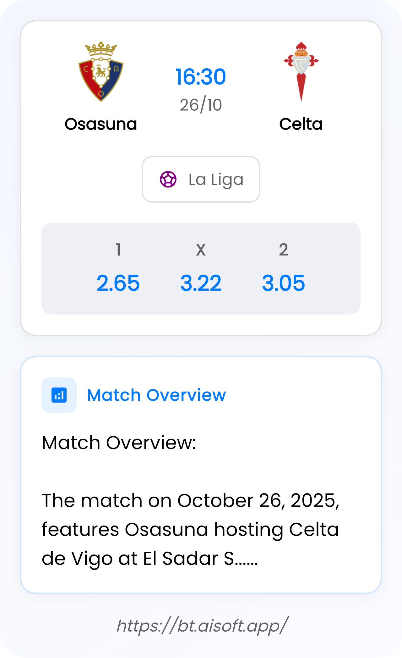 AI Match Prediction: Osasuna vs Celta • La Liga • 16:30 / 26 October