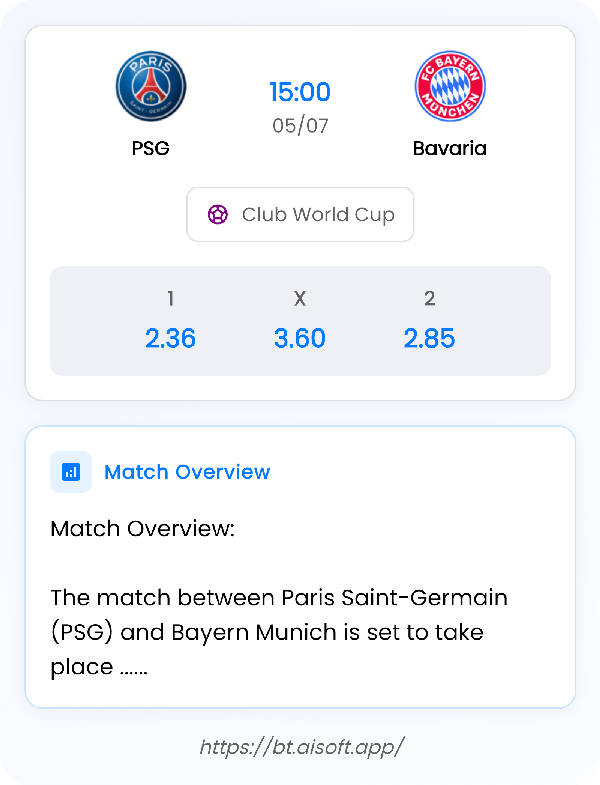 AI Match Prediction: PSG vs Bavaria • Club World Cup • 15:00 / 05 July