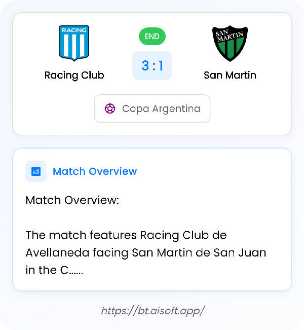 AI Match Prediction: Racing Club vs San Martin • Copa Argentina • 20:45 / 02 July