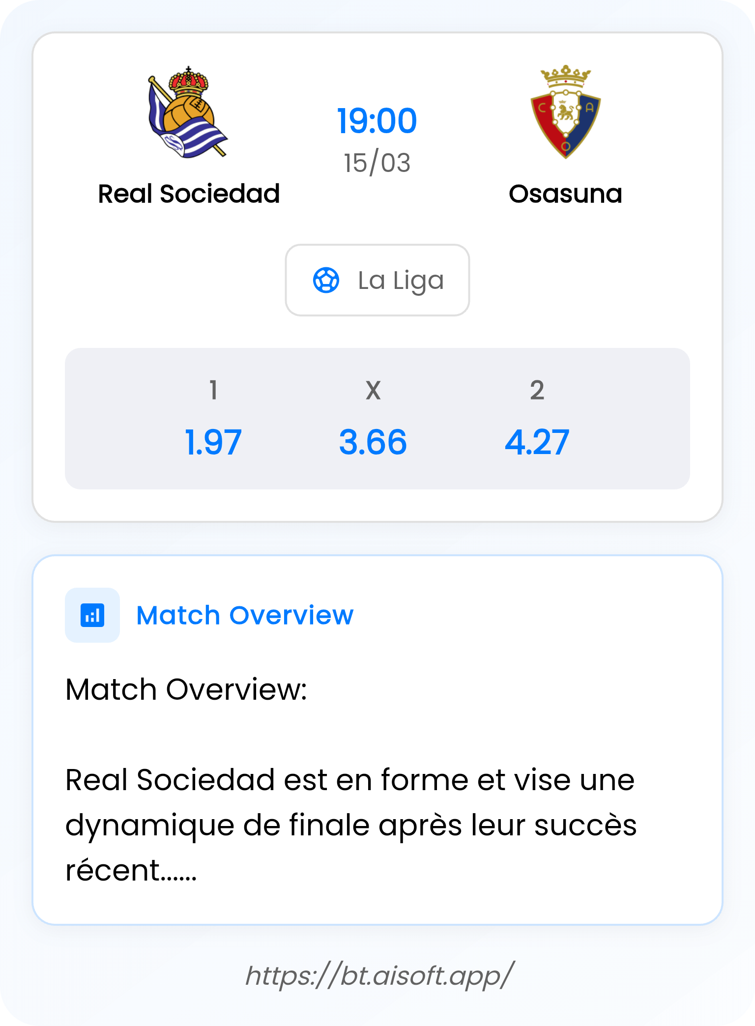 AI Match Prediction: Real Sociedad vs Osasuna • La Liga • 19:00 / 15 March