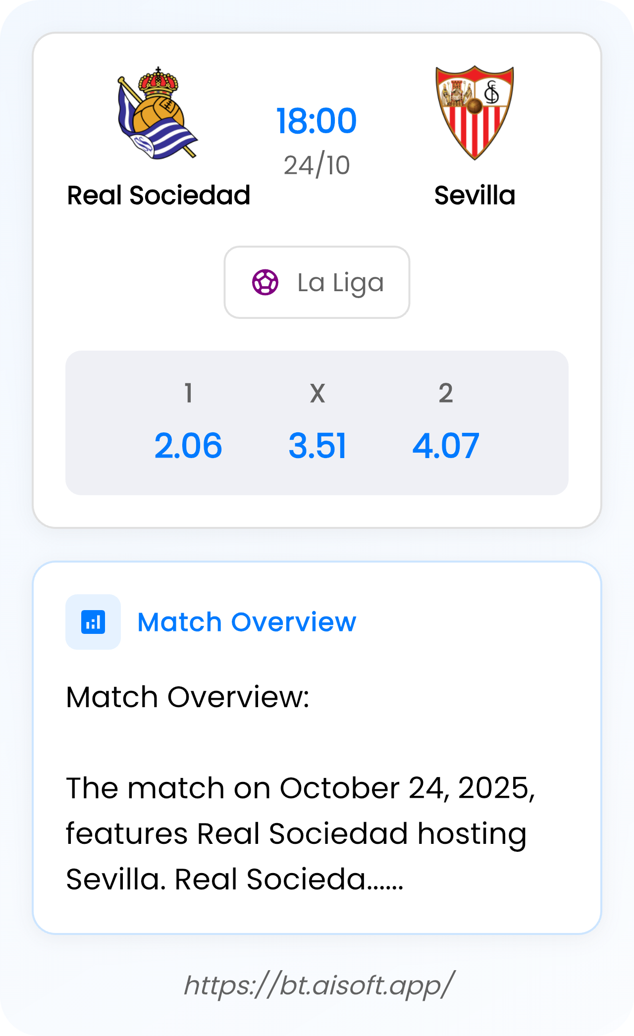 AI Match Prediction: Real Sociedad vs Sevilla • La Liga • 18:00 / 24 October