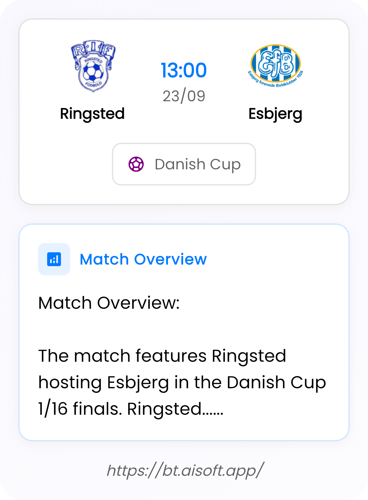 AI Match Prediction: Ringsted vs Esbjerg • Danish Cup • 13:00 / 23 September