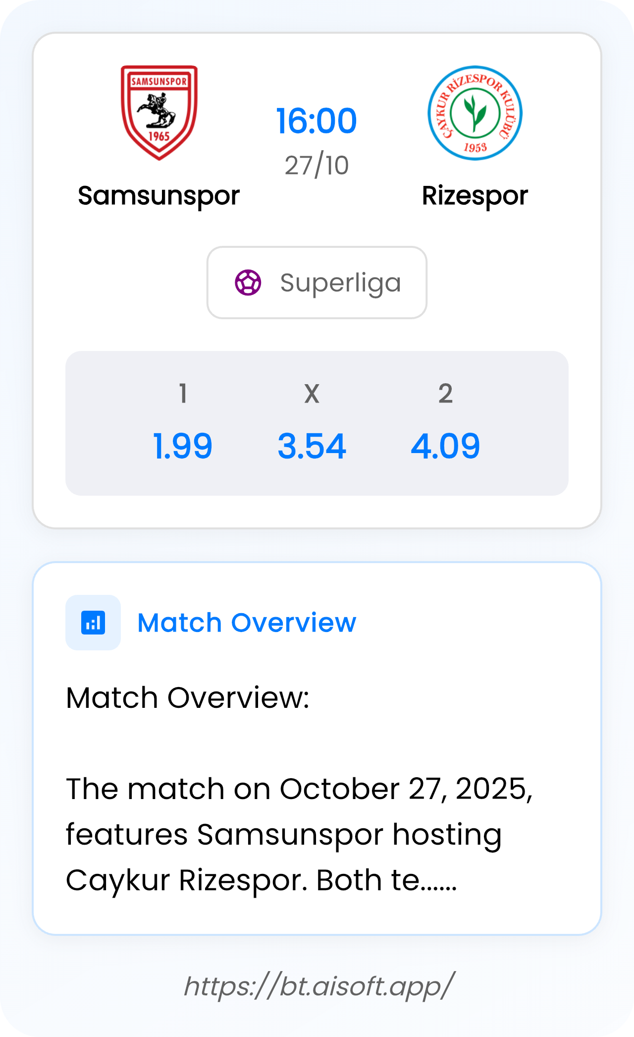 AI Match Prediction: Samsunspor vs Rizespor • Superliga • 16:00 / 27 October