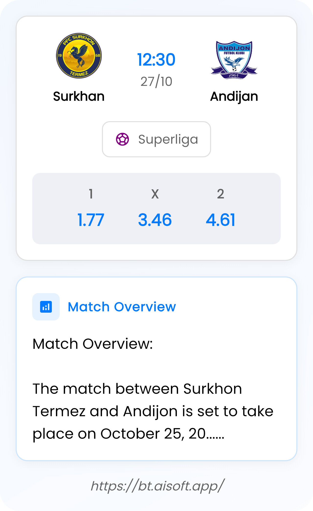 AI Match Prediction: Surkhan vs Andijan • Superliga • 12:30 / 27 October