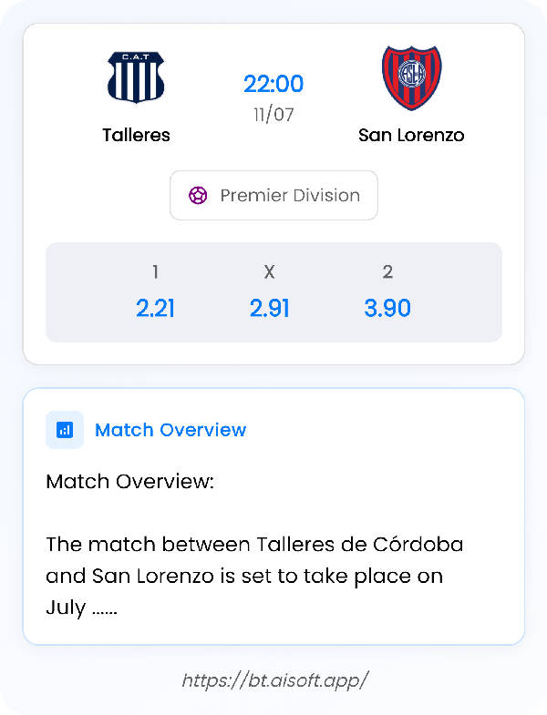 AI Match Prediction: Talleres vs San Lorenzo • Premier Division • 22:00 / 11 July