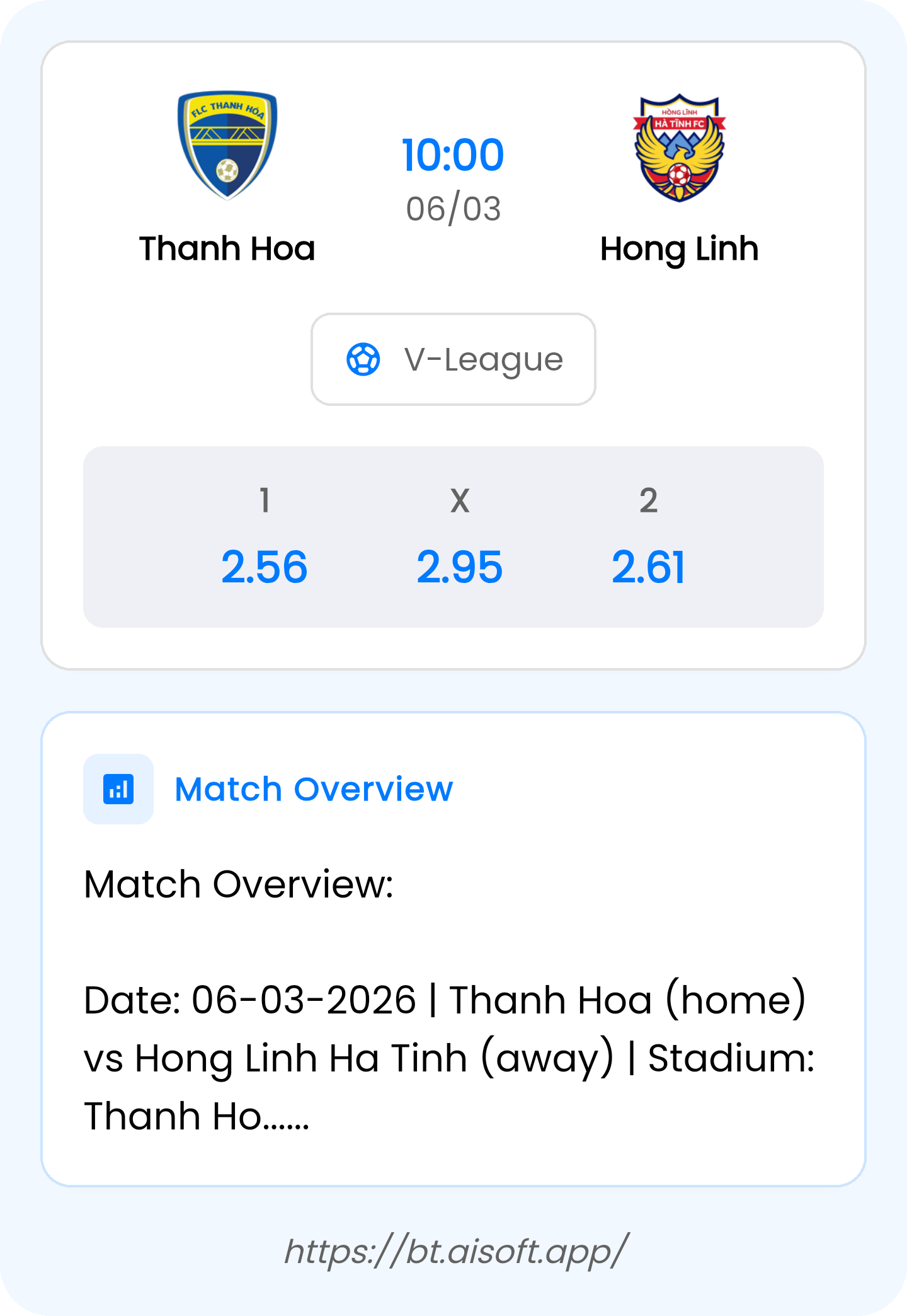 AI Match Prediction: Thanh Hoa vs Hong Linh • V-League • 10:00 / 06 March