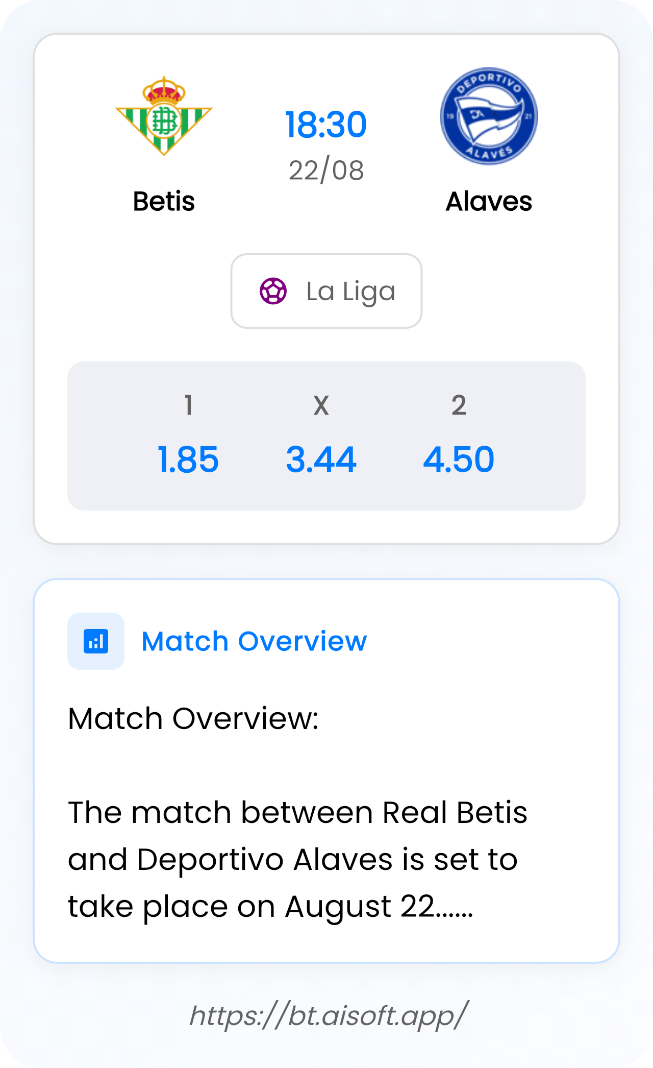 AI Match Prediction (Tips): Betis vs Alaves • La Liga • 18:30 / 22 August