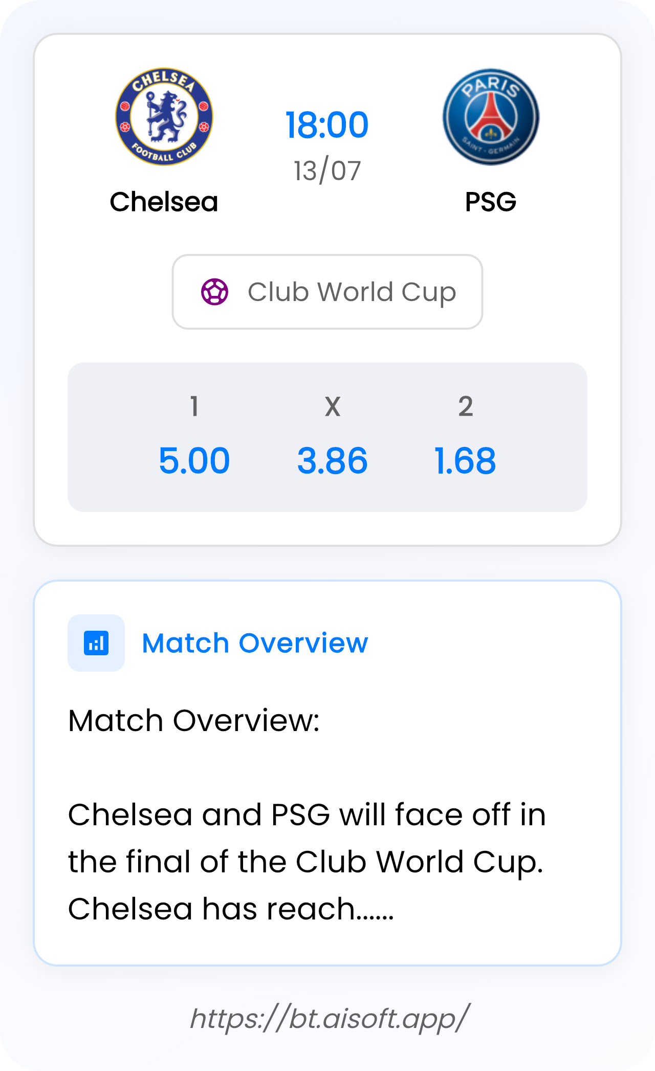 AI Match Prediction (Tips): Chelsea vs PSG • Club World Cup • 18:00 / 13 July