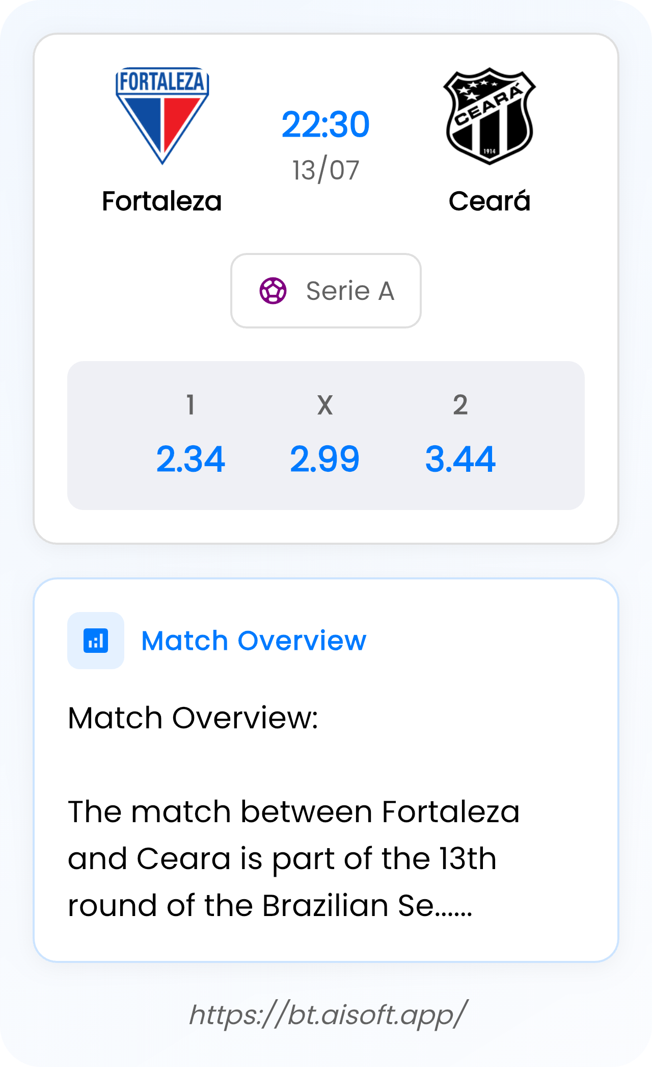 AI Match Prediction (Tips): Fortaleza vs Ceará • Serie A • 22:30 / 13 July