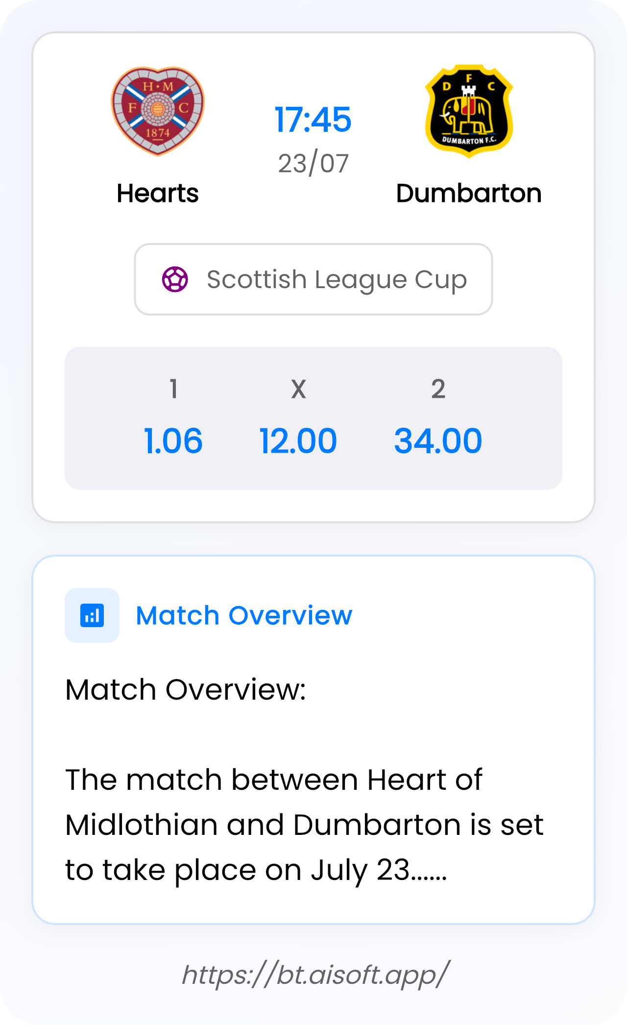 AI Match Prediction (Tips): Hearts vs Dumbarton • Scottish League Cup • 17:45 / 23 July